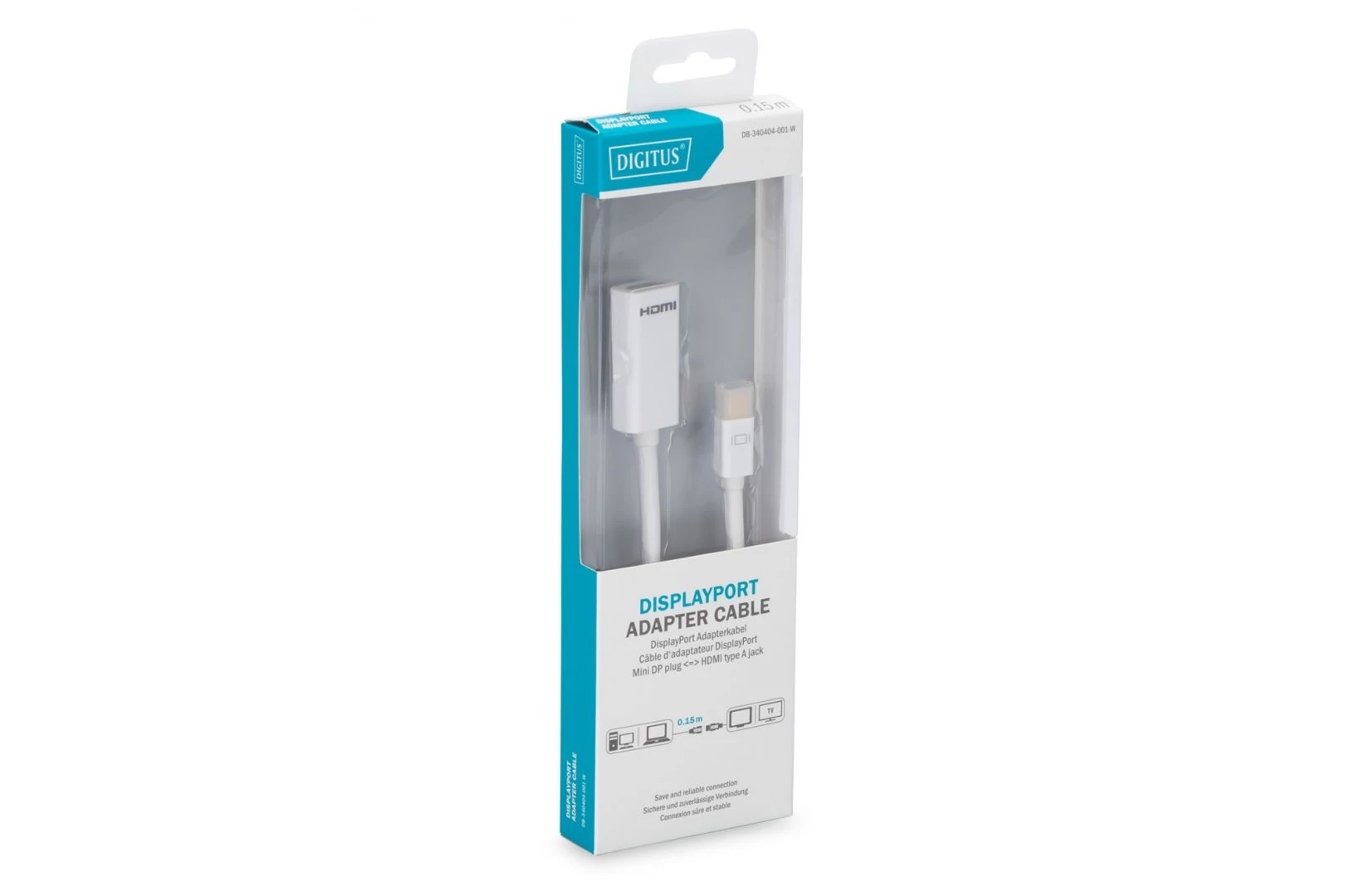 Digitus DisplayPort adapter cable, mini DP - HDMI type A