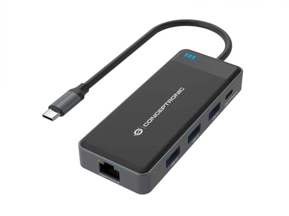 Conceptronic DONN14G 7-in-1 USB 3.2 Gen 1 Docking Station Grey