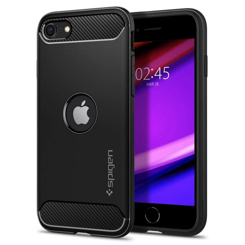 Spigen Rugged Armor, black - iPhone SE (2022/2020)