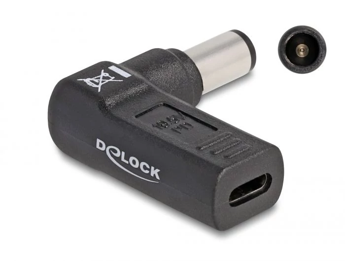 DeLock Adapter for Laptop Charging Cable USB Type-C™ female to Dell 7.4 x 5.0 mm male 90° angled Bla