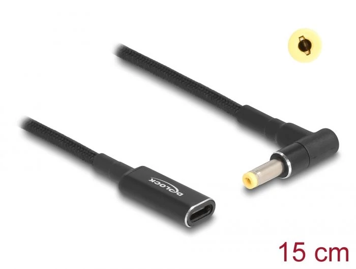 DeLock Adapter cable for Laptop Charging Cable USB Type-C female to HP 4,8x1,7mm male 90° angled 15c