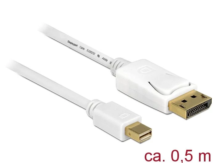 DeLock Mini DisplayPort 1.2 male > DisplayPort male 4K 60 Hz 0,5m cable