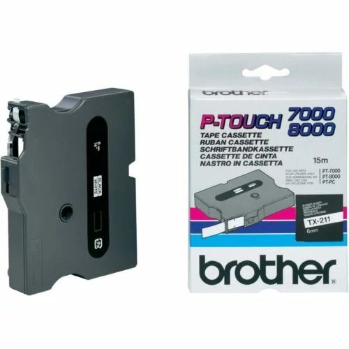 Brother TX-211 fehér alapon fekete feliratozó szalag