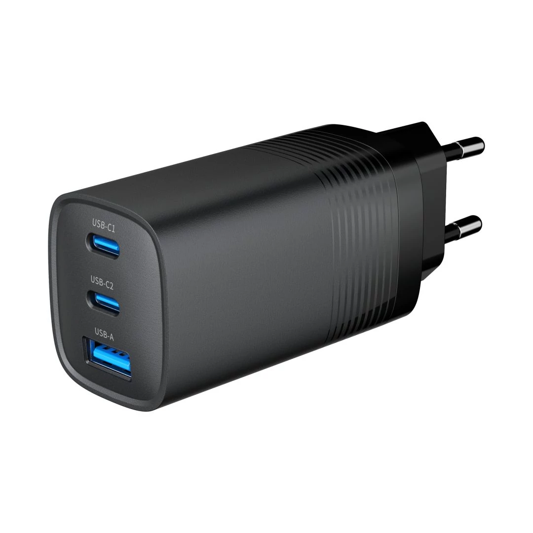 Gembird 3-port 65W GaN USB PowerDelivery gyorstöltő fekete