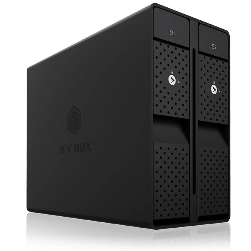 Raidsonic IcyBox IB-RD3802-C31 RAID tok 2 db HDD-nek USB3.1 csatlakozóval(Gen 2) Type-C fekete