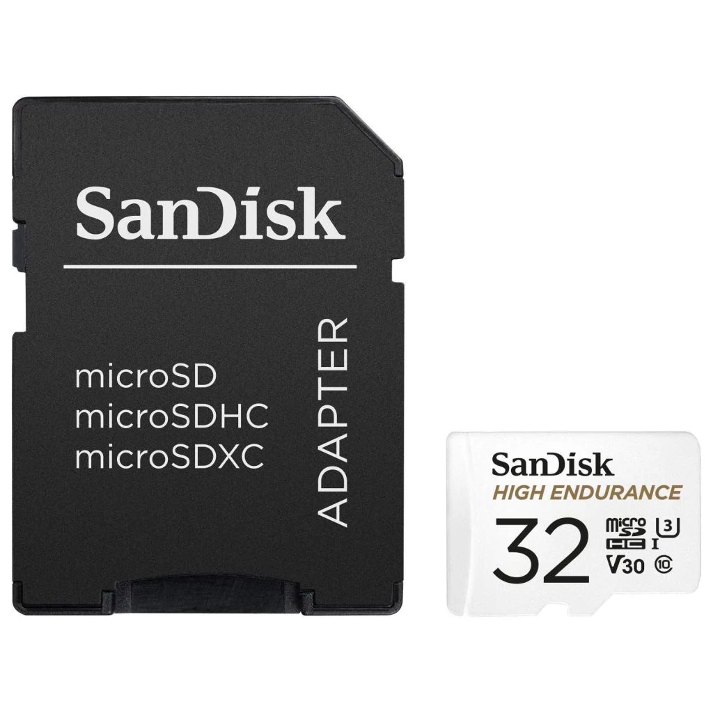 32GB Micro SDHC memória kártya Sandisk High Endurance CL10 U3 V30 + adapter (SDSQQNR-032G-GN6IA / 183565)