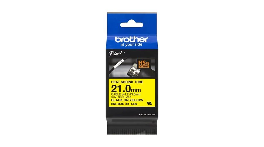 Brother HSE-651E sárga alapon fekete eredeti feliratozó szalag