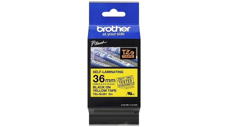 Brother TZE-SL661 sárga alaon fekete eredeti feliratozó szalag