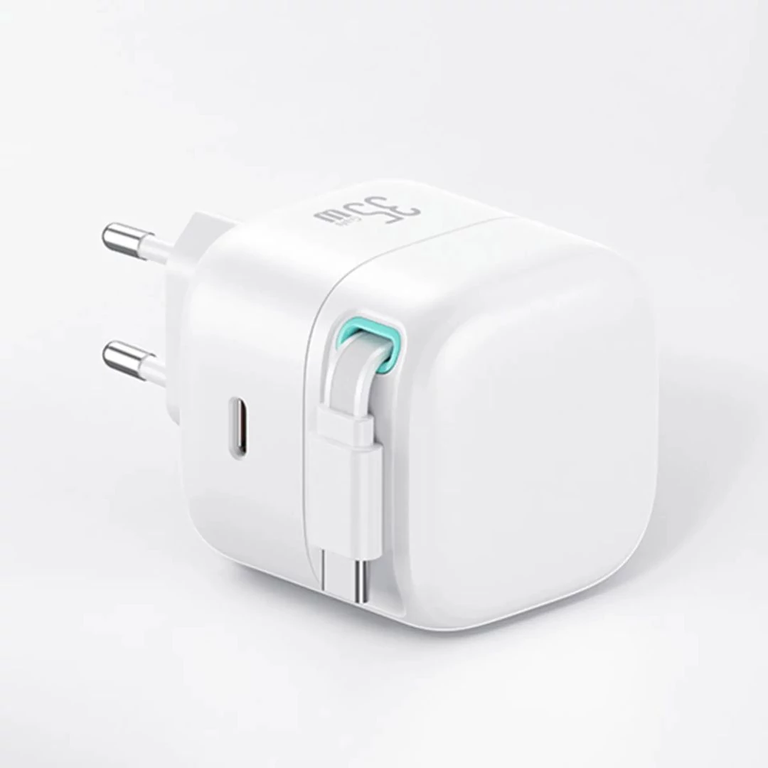 Usams CC202TC02 Hálózati töltő 1xUSB-C aljzattal + USB-C kábel 35W GaN White