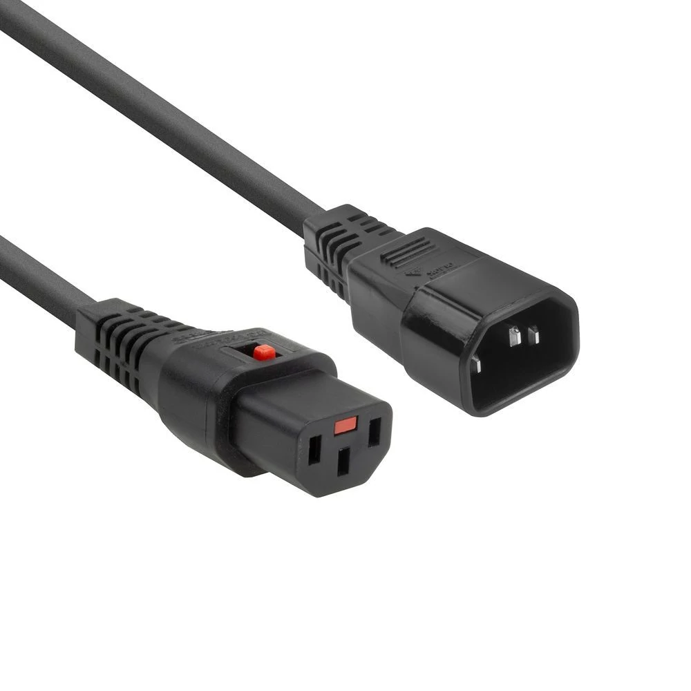 ACT AK5033 Powercord C13 IEC Lock - C14 1m Black