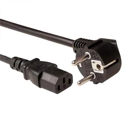 ACT AK5209 Powercord Schuko CEE 7/7 male (angled) - C13 IEC 1m Black