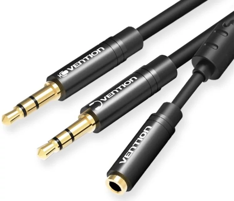Vention 2x3.5mm jack to 3.5mm jack 0,3m Black
