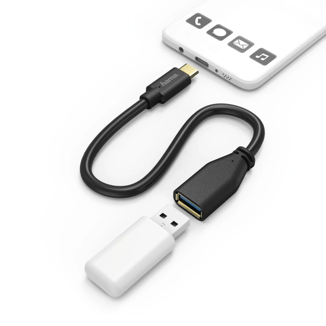 Hama USB Type-C OTG 0,15m adapter Black