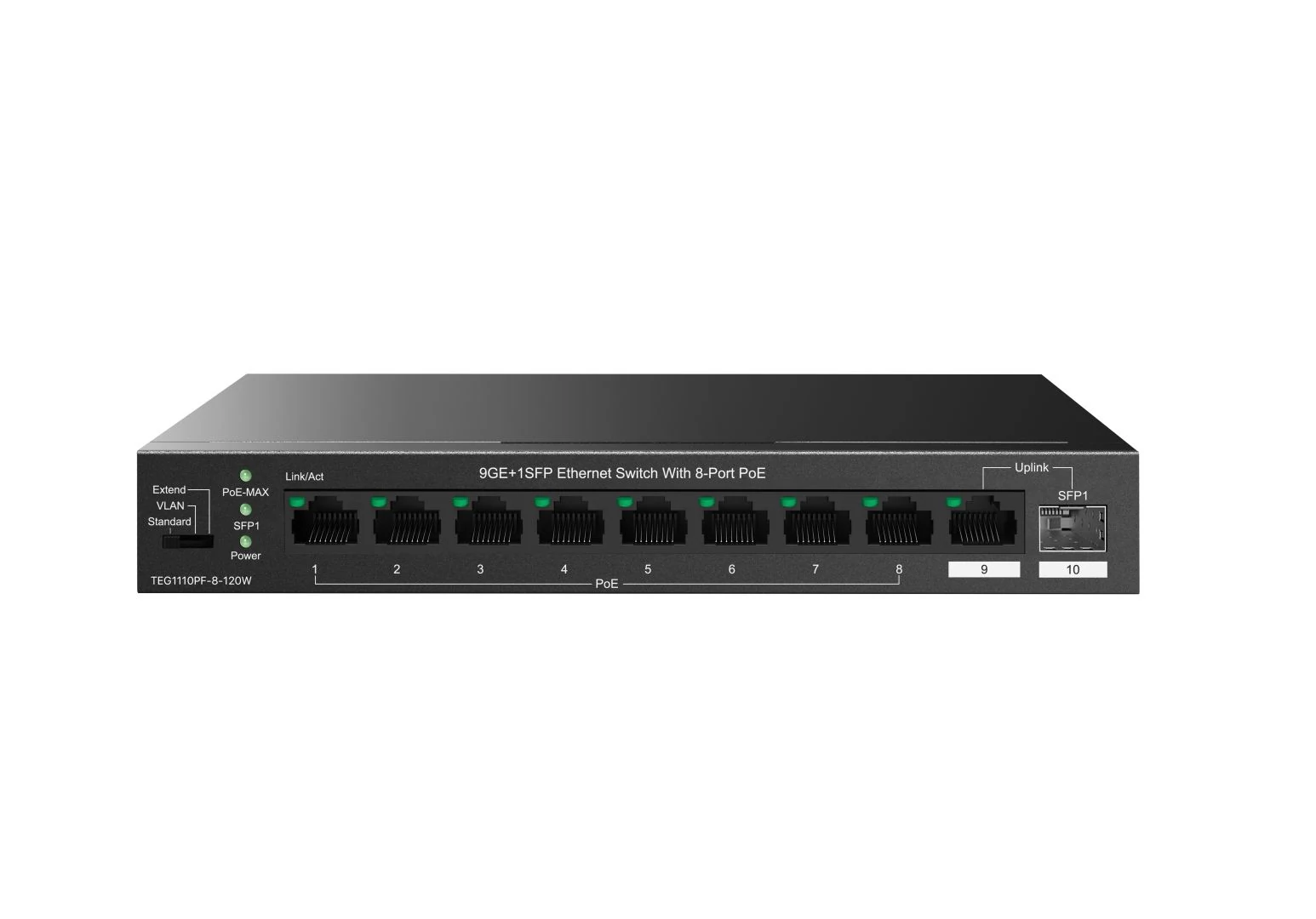 Tenda TEG1110PF-8-120W 9GE+1SFP Ethernet Switch With 8-Port PoE