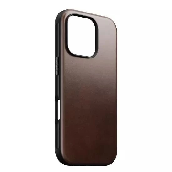 Nomad Modern Leather Horween iPhone 16 Pro case Rustic Brown