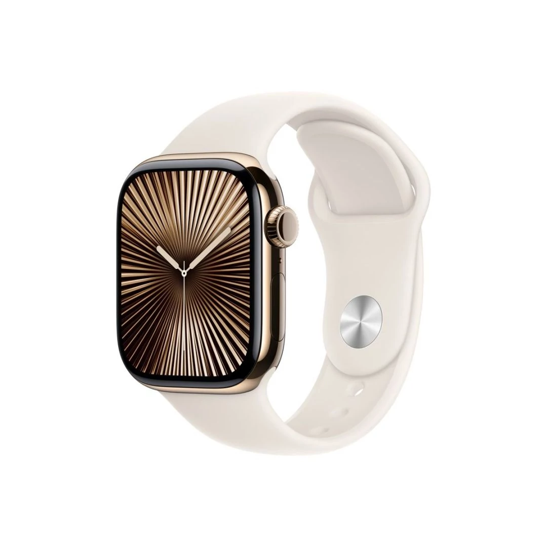 Apple Watch S10 Cellular 42mm Gold Titanium Case with Starlight Sport Band S/M