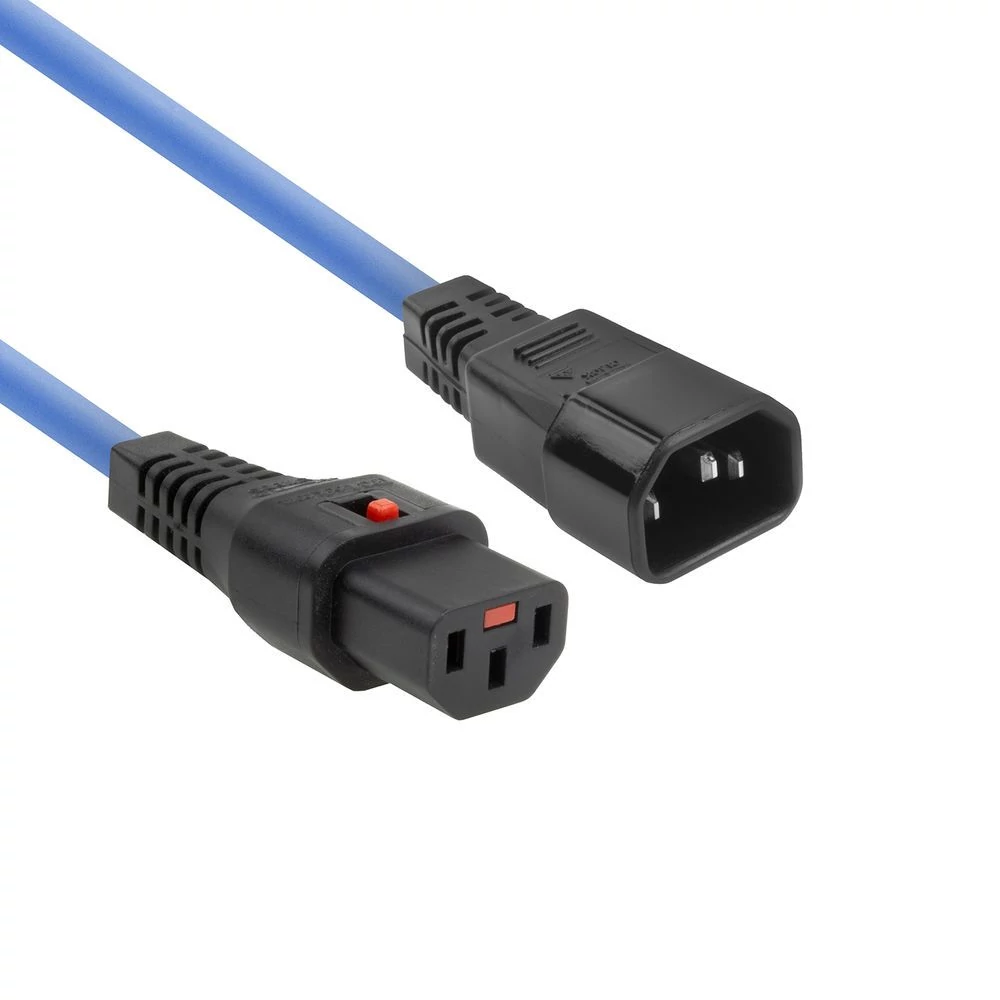 ACT Powercord C13 IEC Lock - C14 1,5m Blue
