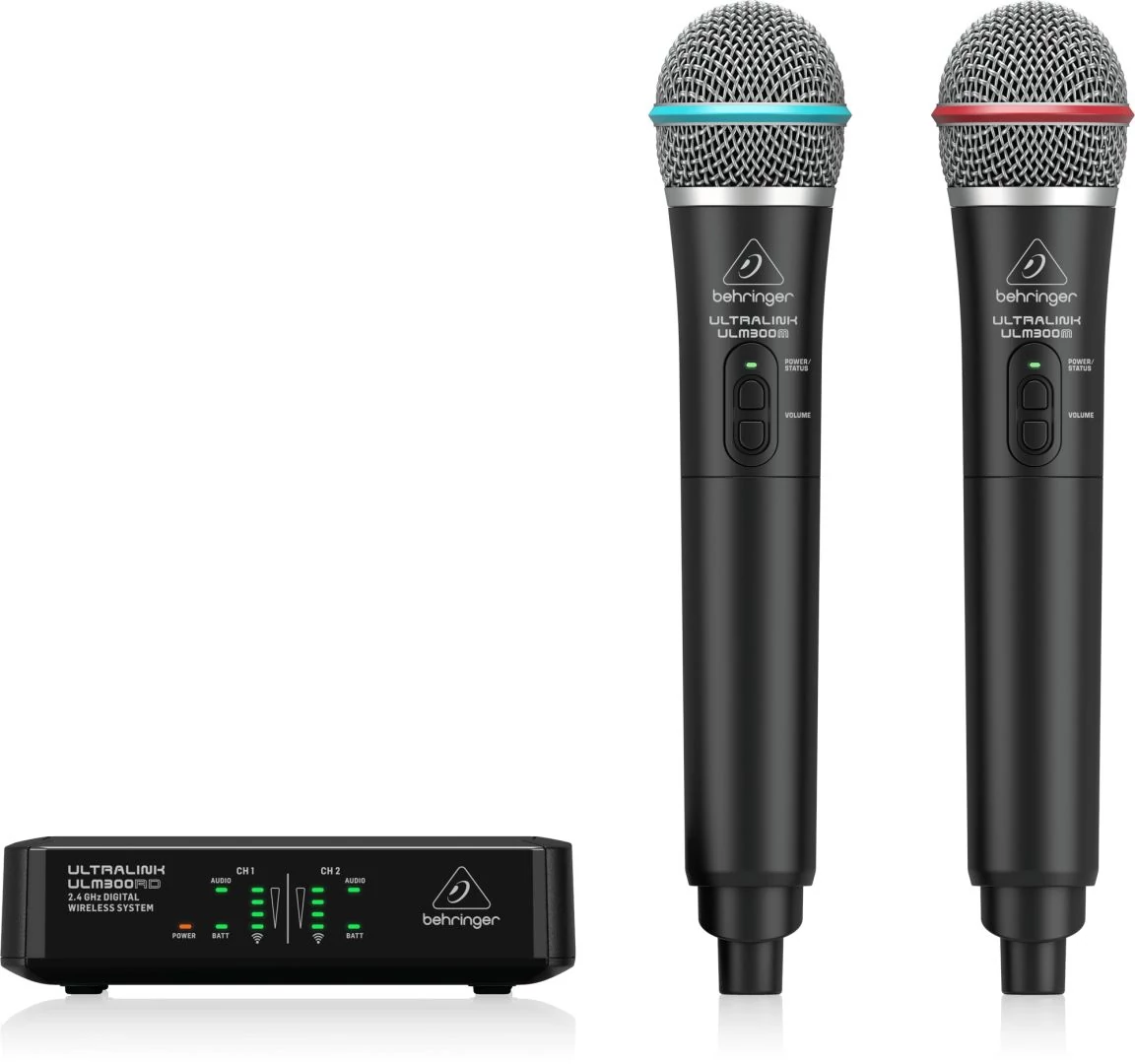 Behringer ULM302MIC High-Performance 2.4 GHz Digital Wireless System with 2 Handheld Microphones and Receiver Black